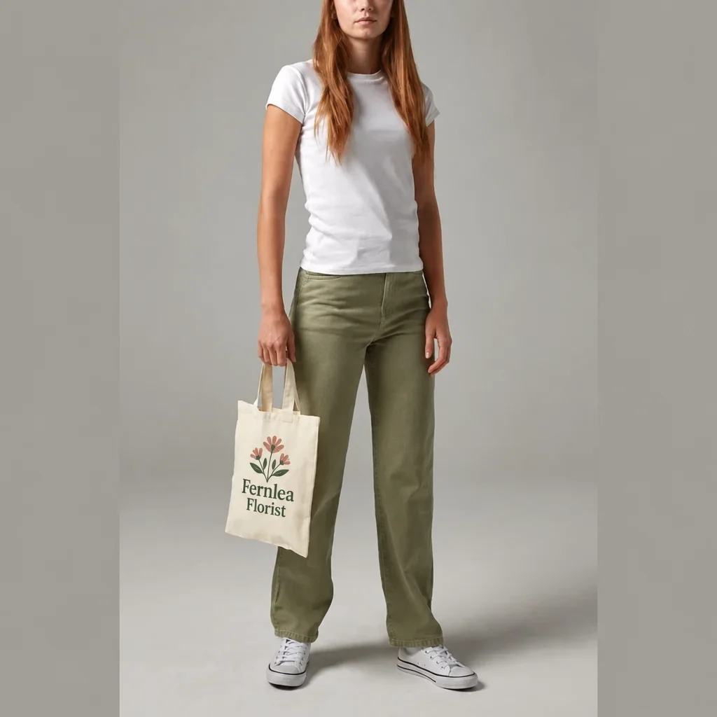 Mini Cotton Tote Bag printed with a custom logo
