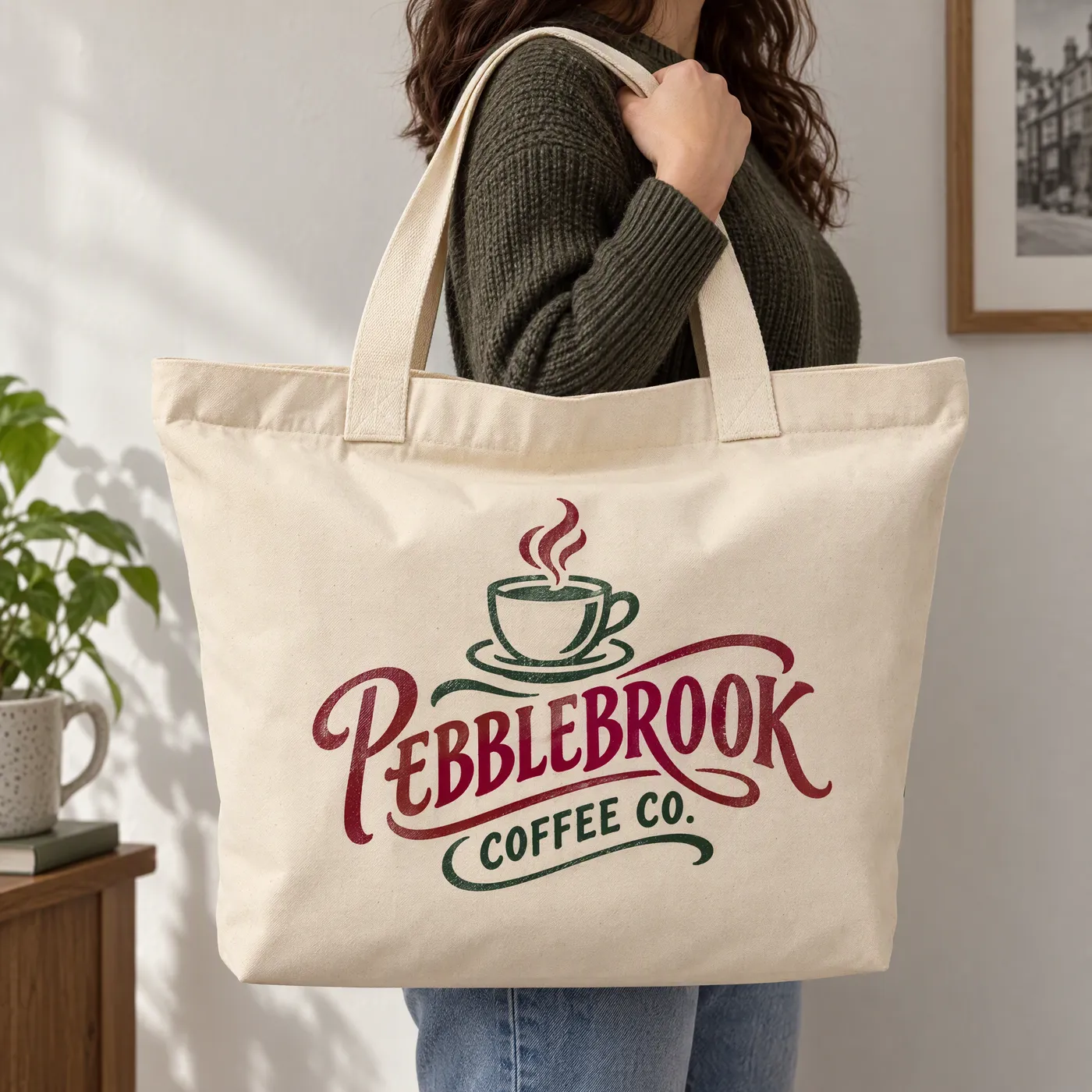 Premium Organic Canvas Zip Tote Bag lifestyle
