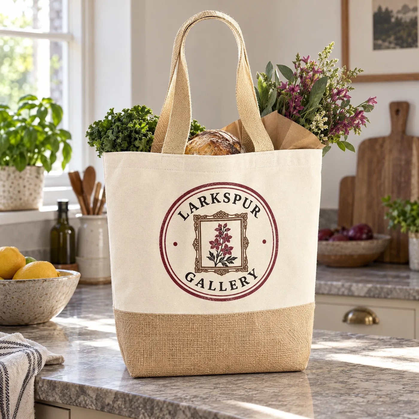 Premium Jute Base Canvas Tote Bag lifestyle
