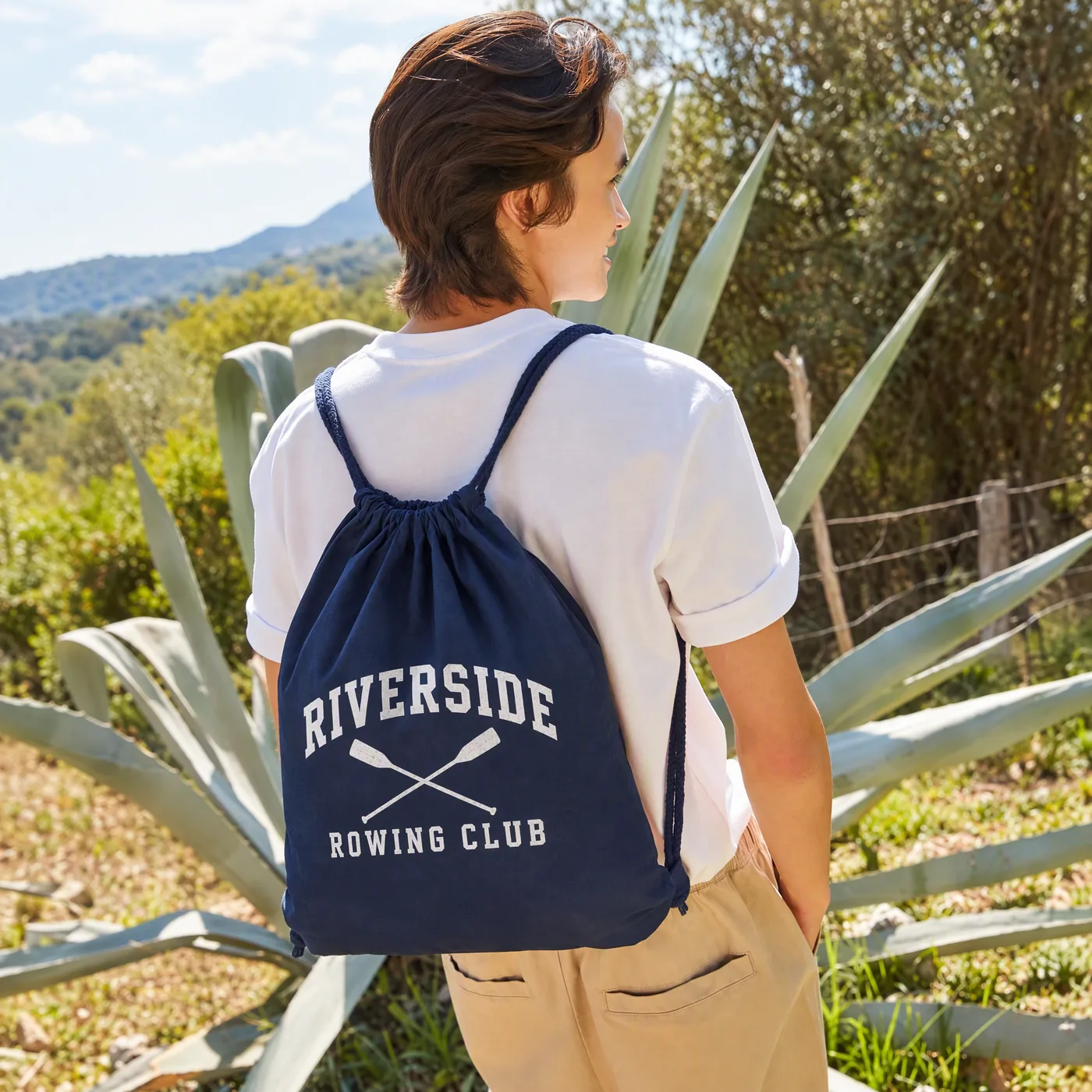 Premium Cotton Drawstring Bag lifestyle